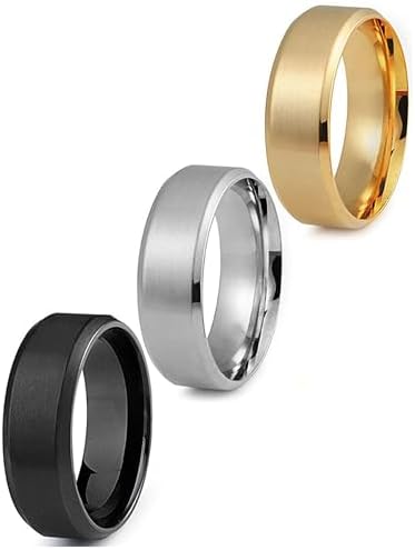 3Pcs Stainless Steel Rings for Mens Wedding Bands